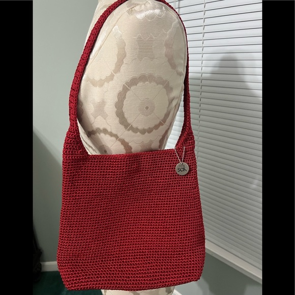 The Sak Woven Crochet Shoulder bag in red. - Picture 7 of 7